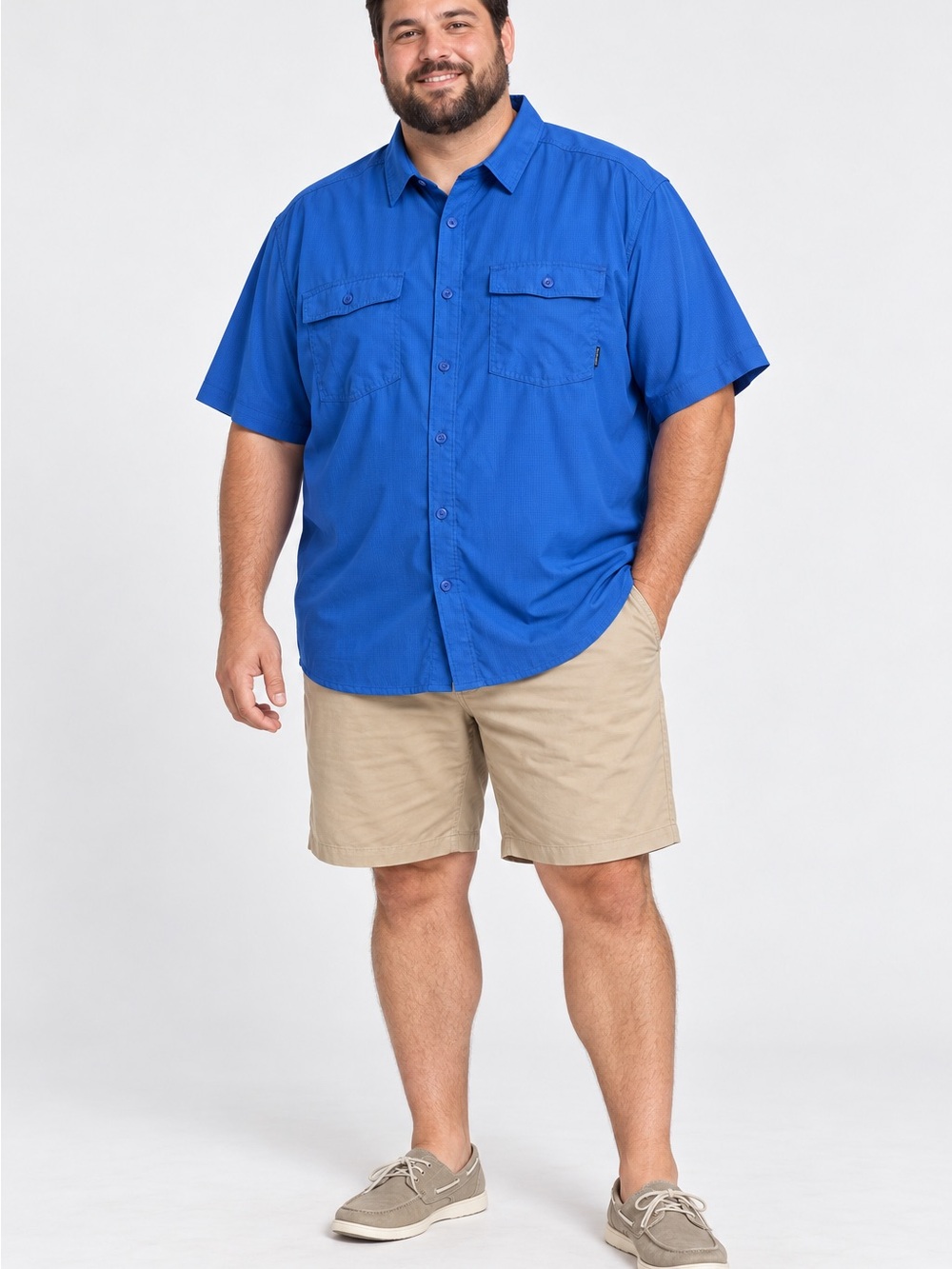 Columbia Men’s Short-Sleeve Button-Down Shirt in Bright Blue XXL